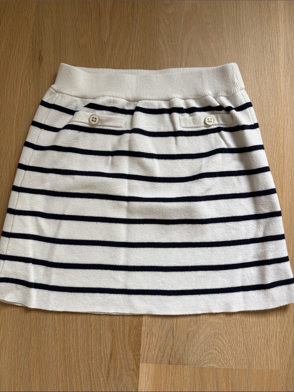 Janie and Jack Cream and Navy Striped Knit Skirt